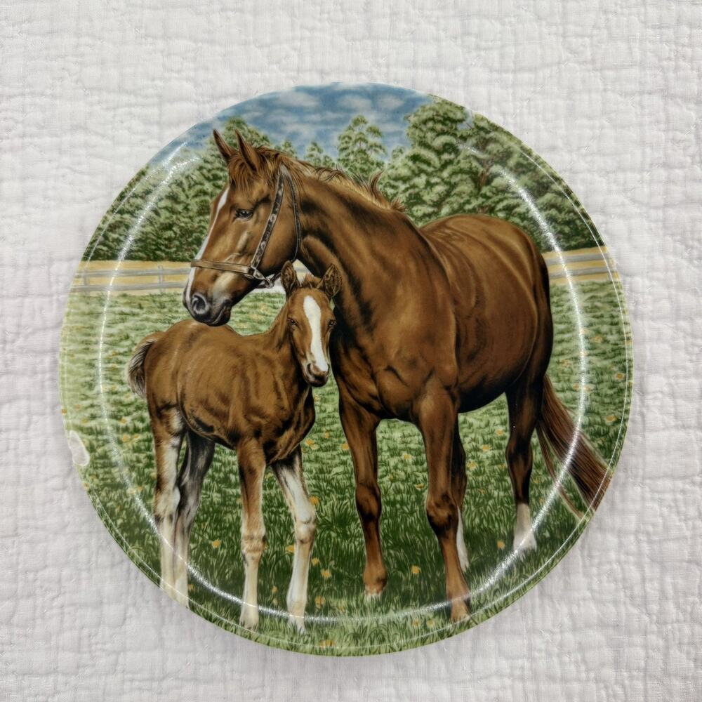 Kaiser Porcelain Horse Wall Hanging Plate Made In West Germany Green And Brown